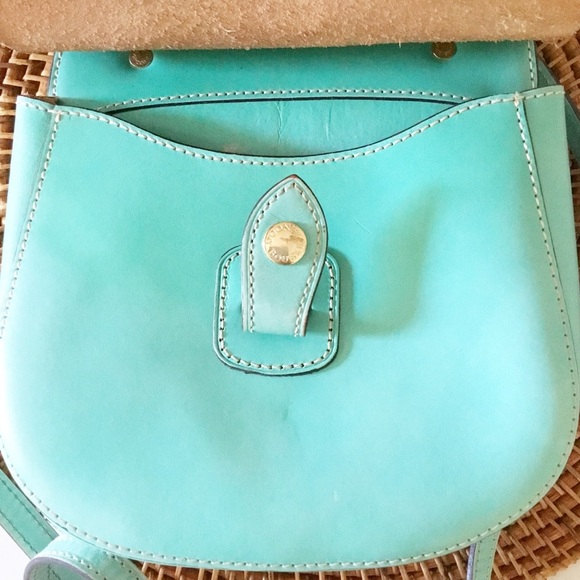 DOONEY and BOURKE Authentic Vintage Turquoise Leather Crossbody Shoulder Bag - Picture 7 of 9